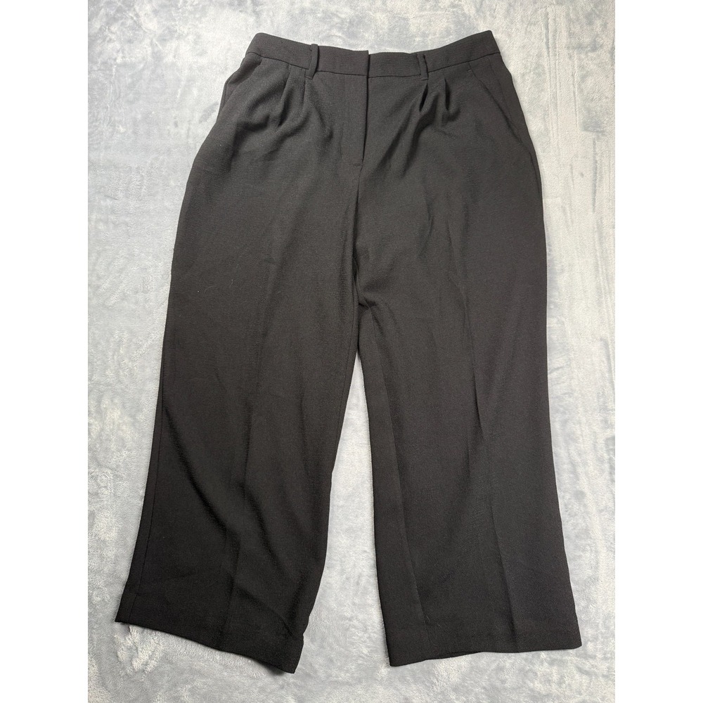Nine West Dress Pants Womens 14 Black High Rise Wide Leg Business Formal